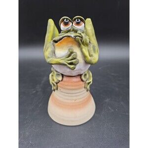Vintage Todd Warner Pottery "FROG " Bell  Animal Series  7.5” Tall SEE PICS